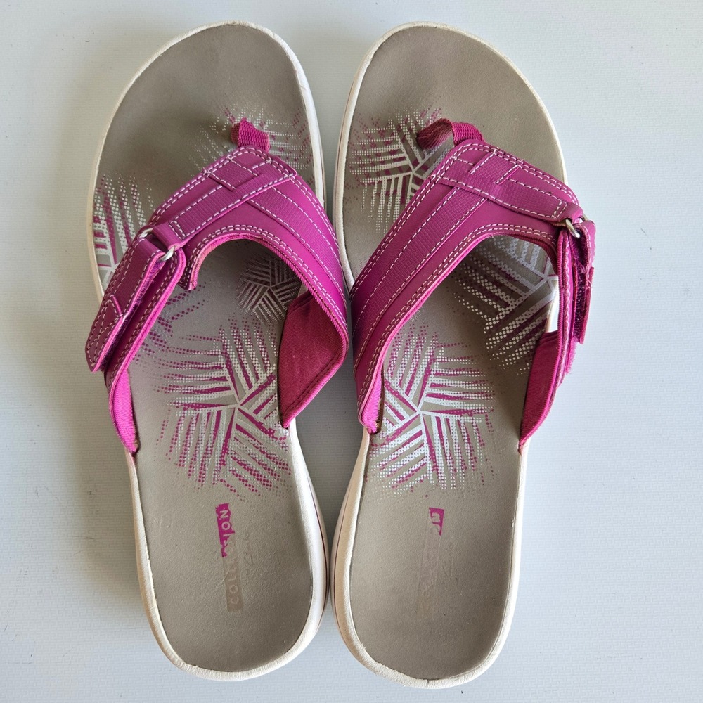 Clarks Brinkley Jazz Womens 9 Pink Adjustable Comfort Flip Flop Sandals 26133684 - Picture 7 of 9